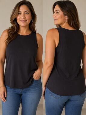 Chicos Black Sleeveless Tank Top Women’s Soft Stretch Casual Basic Layering 3=XL